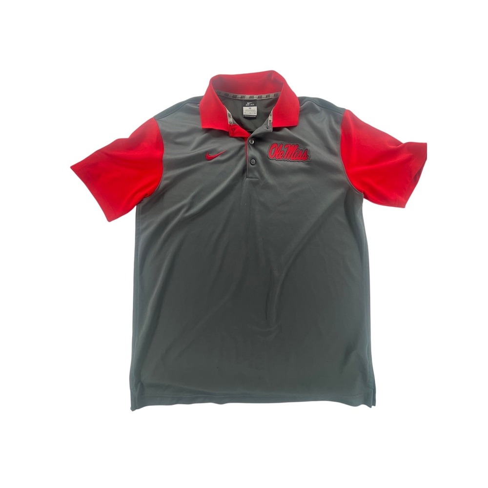 Golf Polo Shirt Sports Team S Med Ole‎ Miss/Nike logo, red and gray short sleeve